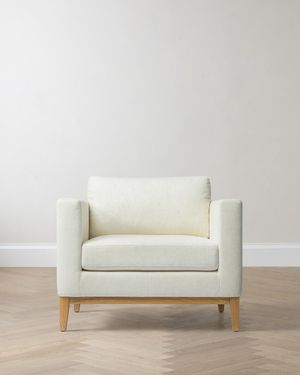 Quince Performance Chenille Linen Blend Accent Chair With Solid Oak Base, Performance Linen Blend - Natural