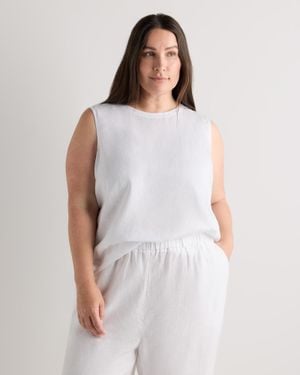 Quince 100% European Linen Tank Top - White