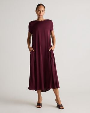 Quince Washable Stretch Silk Voluminous Maxi Dress - Red