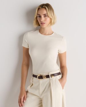 Quince Stretch Cotton Jersey Fitted T-Shirt, Organic Cotton - Natural