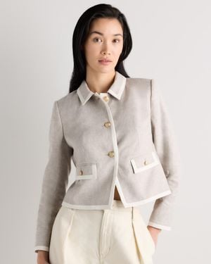 Quince European Stretch Linen Cropped Lady Jacket - Natural