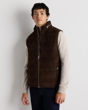 Quince 100% Suede Puffer Vest, Leather - Black