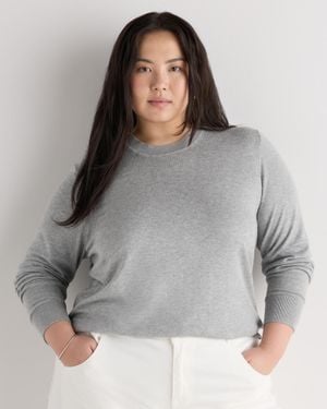 Quince Lightweight Cotton Cashmere Crew Sweater, Organic Cotton - Gray