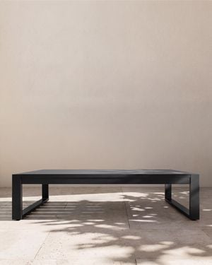 Quince Linear Aluminum Outdoor Coffee Table, Powder Coated Aluminum - Brown
