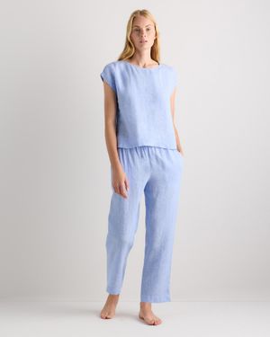 Quince 100% European Linen Pajama Set - Blue