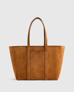 Quince Italian Suede Everyday Tote, Suede Leather - Brown