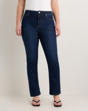 Quince Curvy Bella Stretch Straight Jeans, Organic Cotton - Blue