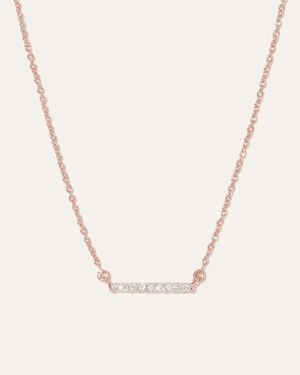 Quince 14K Diamond Petite Bar Necklace - Metallic