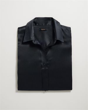 Quince Three-Quarter Sleeve Shirt, Mulberry Silk - Black