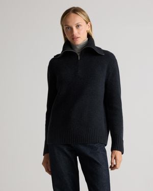 Quince Luxe Baby Cashmere Quarter Zip Sweater - Black