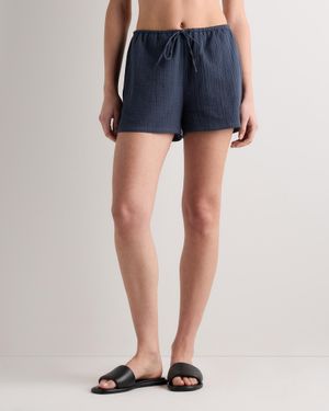 Quince Gauze Shorts, Organic Cotton - Blue