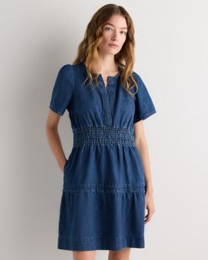 Quince Organic Denim Tiered Mini Dress, Cotton - Blue