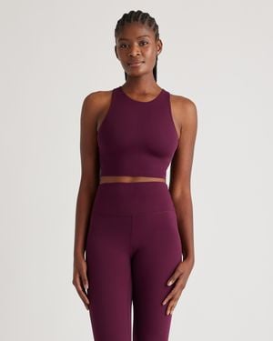 Quince Ultra-Form High-Neck Cropped Tank Top, Nylon/Spandex - Purple