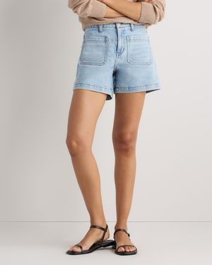 Quince Bella Stretch Patch Pocket Shorts, Organic Cotton - Blue