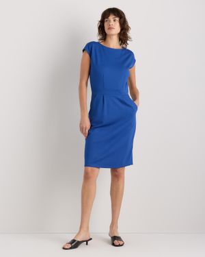 Quince Ultra-Stretch Ponte Cap Sleeve Dress, Rayon - Blue