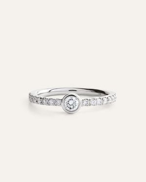 Quince 14K Lab Grown Diamond Round Bezel Pave Ring - Natural