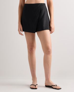 Quince 100% European Linen Skort - Black
