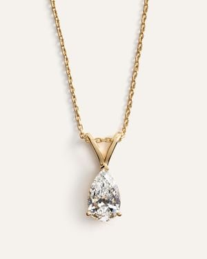 Quince 14K Lab Grown Diamond Pear Solitaire Necklace 1Ctw - White