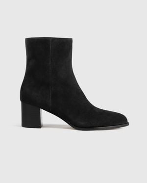 Quince Italian Leather Heeled Ankle Boot - Black
