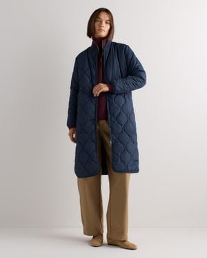 Quince Featherless Quilted Puffer Long Coat, Recycled Polyester - Blue