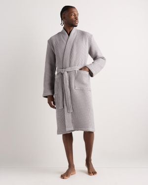 Quince Organic Turkish Waffle Robe, Cotton - Gray