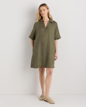 Quince 100% European Linen Popover Mini Dress in White | Lyst