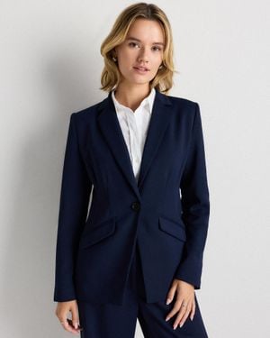 Quince Stretch Crepe Cinched Waist Blazer, Recycled Polyester - Blue
