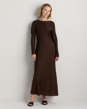 Quince Washable Stretch Silk Long Sleeve Maxi Dress - Multicolor