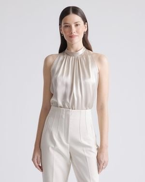 Quince Halter Top, Silk - White