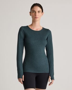 Quince Ultra-Soft Fitted Long Sleeve Top, Polyester - Blue