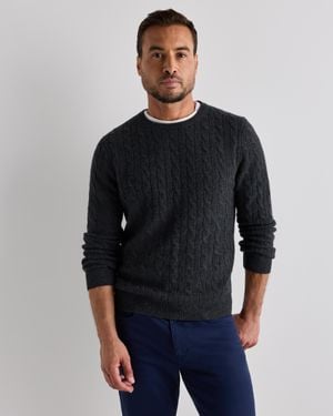 Quince Mongolian Cashmere Classic Cable Crewneck Sweater - Black