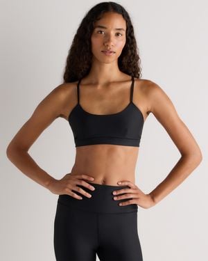 Quince Satin-Sculpt Cross Back Adjustable Sports Bra, Polyester - Black