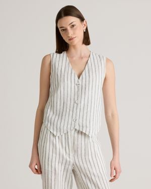 Quince 100% European Linen Vest - White