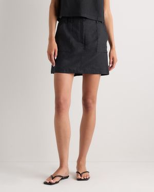 Quince 100% European Linen Utility Skort - Black