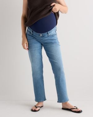 Quince Lila Stretch Maternity Straight Jeans, Cotton - Blue