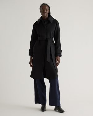 Quince Italian Wool Belted Coat - Black
