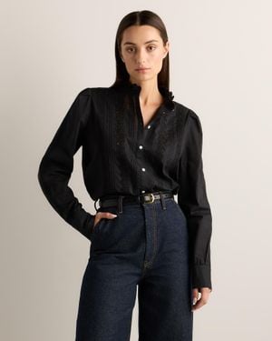 Quince Voile Lace Detail Blouse, Organic Cotton - Black