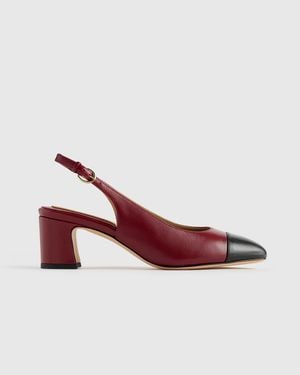 Quince Italian Leather 65Mm Cap Toe Slingback - Red