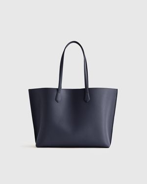 Quince Italian Leather Triple Compartment Shopper Tote - Blue