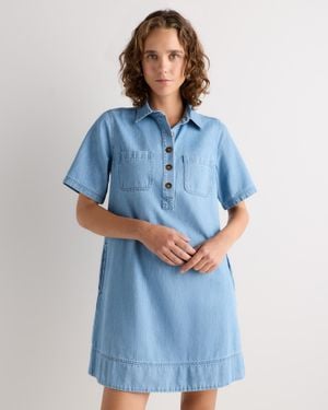 Quince Organic Denim Polo Mini Dress, Cotton - Blue