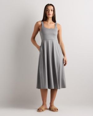 Quince Flowknit Breeze Fit & Flare Dress, 100% Polyester - Gray