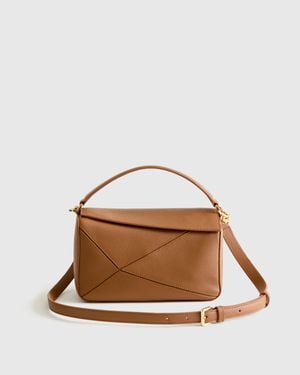 Quince Italian Leather Patchwork Crossbody - Brown