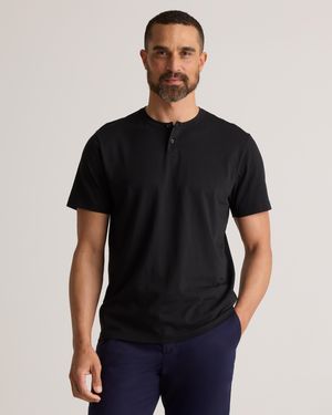 Quince 100% Pima Cotton Luxe Touch Henley, Organic Cotton - Black