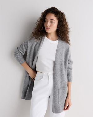 Quince Cashmere Silk Boucle Open Cardigan - Gray