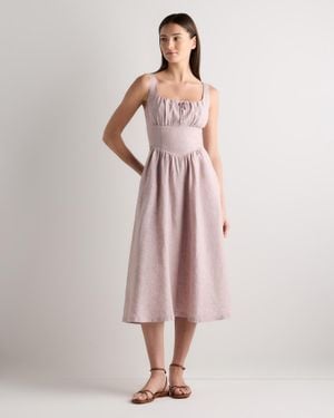 Quince 100% European Linen Corset Midi Dress - Pink