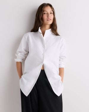 Quince Oxford Stand Collar Shirt, Organic Cotton - White