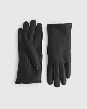 Quince Cashmere Lined Leather Gloves - Black