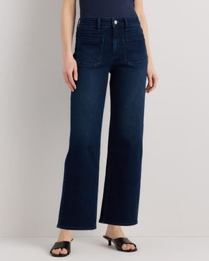 Quince Bella Stretch Patch Pocket Wide Leg Jeans, Organic Cotton - Blue
