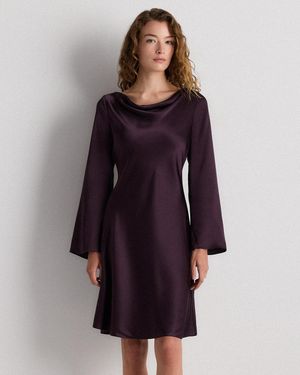 Quince Long Sleeve Mini Dress, Silk - Purple