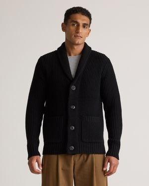 Quince Australian Merino Wool Shawl Collar Cardigan - Black
